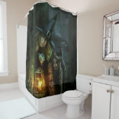 Rideaux De Douche Sorcière Et Chat Noir À La Chasse (En situation)