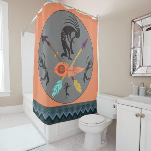 Rideaux De Douche Sothwestern Party Dancing Kokopellis