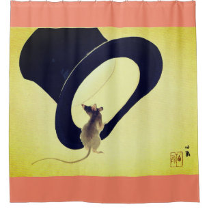 RIDEAUX DE DOUCHE SOURIS À DOUCHE AVEC CHAPEAU EN VERT