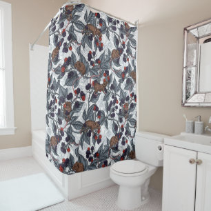 Rideaux De Douche Souris et mûres sur blanc