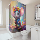 Rideaux De Douche Souris Imaginaire Avec Fleur (En situation)