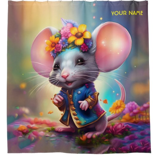 Rideaux De Douche Souris Imaginaire Avec Fleur (Devant)