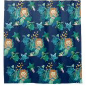 Rideaux De Douche Sous la mer Sirène Imaginaire bleu (Devant)