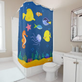 Rideaux De Douche Sous l'algue d'étoiles de mer d'hippocampe de (En situation)