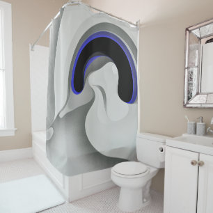 Rideaux De Douche Sous le bleu : gris Abstrait, noir et bleu