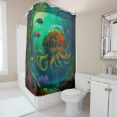Rideaux De Douche Sous-Marin Octopus Sous La Mer (En situation)