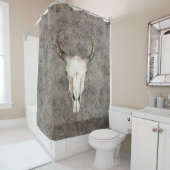 Rideaux De Douche South-West Rustic Ranch Crâne Marron Tacheté (En situation)