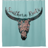 Rideaux De Douche Southern Roots Country Longhorn Rose & Green (Devant)