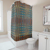 Rideaux De Douche Southwestern Colours Zigzag Abstract Rust Green (En situation)