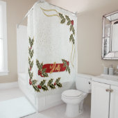 Rideaux De Douche Soyez Jolly Red et Green Boughs de Holly (En situation)