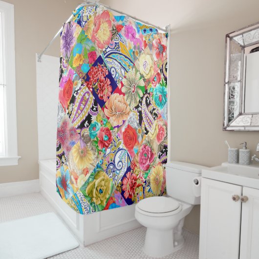 Rideaux De Douche Space Galaxy constellation seamless pattern (En situation)