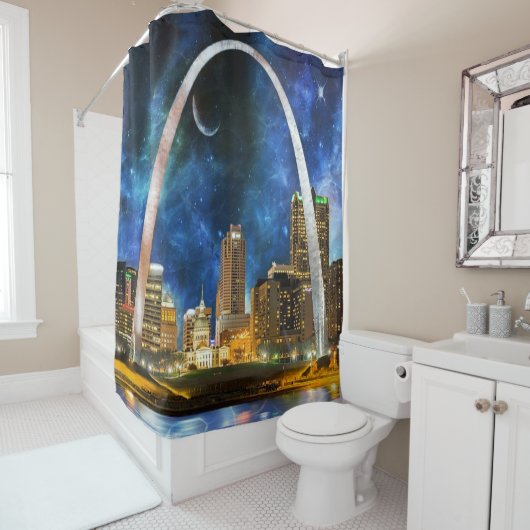 Rideaux De Douche Spacey St. Louis Skyline (En situation)