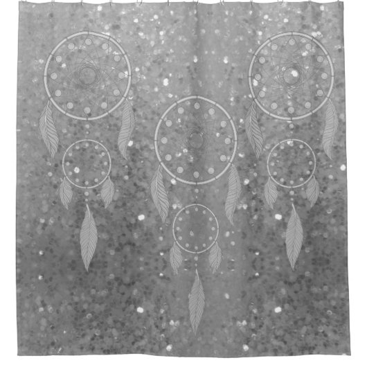 Rideaux De Douche Sparkly Silver Dreamcatchers (Devant)
