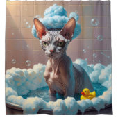 Rideaux De Douche Sphynx Chat Sloppy Sleepy mignonne drôle (Devant)