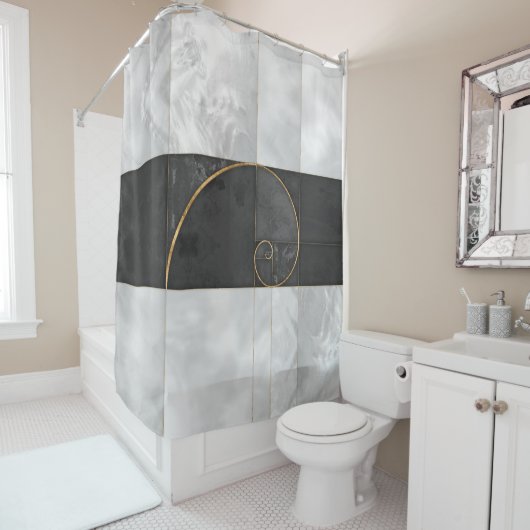 Rideaux De Douche Spirale d'or - Géométrie sacrée (En situation)
