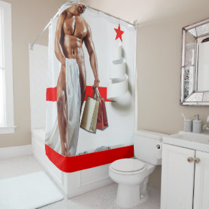 Rideaux De Douche Spirale en papier blanc pour achats de Noël de Sli
