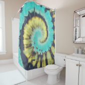 Rideaux De Douche Spirale turquoise : Grunge Hippie Texture. (En situation)