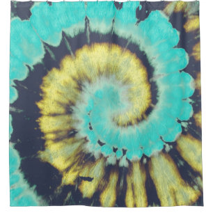 Rideaux De Douche Spirale turquoise : Grunge Hippie Texture.