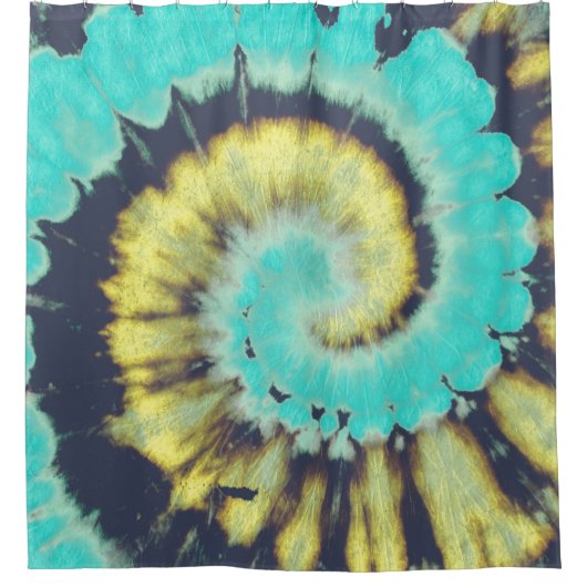 Rideaux De Douche Spirale turquoise : Grunge Hippie Texture. (Devant)