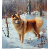 Rideaux De Douche Spitz Finlandais Laisser Neige Noël (Devant)