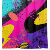 Rideaux De Douche Splash couleur Abstrait dans le style comique rétr (Devant)