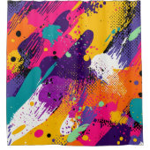 Rideaux De Douche Splash couleur Abstrait dans le style comique rétr (Devant)