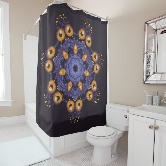 Rideaux De Douche Spooky Cute Mandala Monster Art Halloween Creature (En situation)