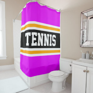 Rideaux De Douche Sport Pink Noir Jaune Brun TENNIS Stripes
