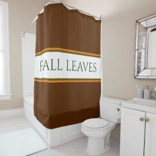 Rideaux De Douche Sporty Orange Brown White Stripes "FALL LEAVES"