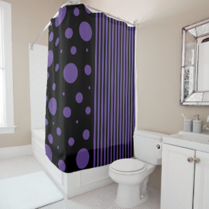 Rideaux De Douche Spots et rayures en violet et noir