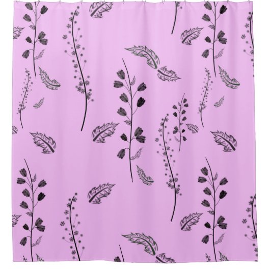 Rideaux De Douche Sprigs aux fleurs roses. (Devant)