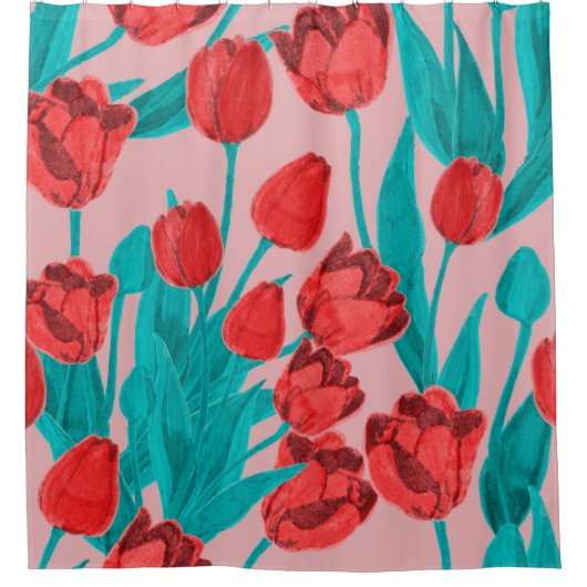 Rideaux De Douche Spring floral seamless pattern with hand drawn tul (Devant)