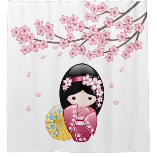 Rideaux De Douche Spring Kokeshi Doll Cute Geisha Girl (Devant)