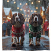 Rideaux De Douche Springer Spaniel Dogs Christmas Snow Holiday (Devant)