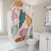 Rideaux De Douche Squelette feuille sans couture motif, arrière - pl (En situation)