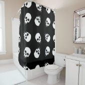 Rideaux De Douche squelette noir blanc halloween (En situation)