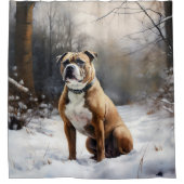Rideaux De Douche Staffordshire Bull Terrier Laisser neiger Noël (Devant)