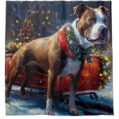 Rideaux De Douche Staffordshire Bull Terrier Noël Festive (Devant)
