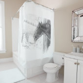 Rideaux De Douche Stallion friésienne de Noël (En situation)