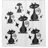 Rideaux De Douche Starburgh Black Cat au milieu du siècle moderne (Devant)