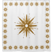 Rideaux De Douche Starburst Or moderne avec bordure à motif (Devant)