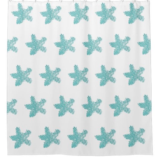 Rideaux De Douche Starfish Motif Plage Nautique Plage Bleu Vert (Devant)