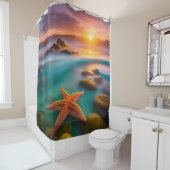 Rideaux De Douche Starfish sur la plage à Dawn (En situation)