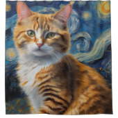 Rideaux De Douche Starry Night Art with a Cat (Devant)