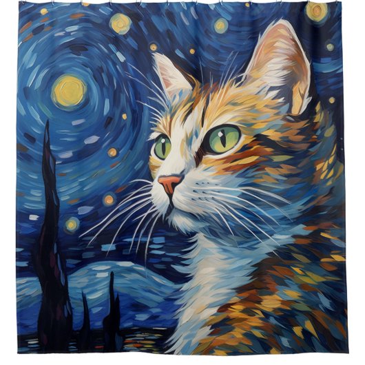 Rideaux De Douche Starry Night Cat (Devant)