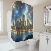 Rideaux De Douche "Starry Night Cityscape Reflections" (En situation)