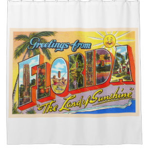 Rideaux De Douche State of Florida FL Vintage grande lettre carte po