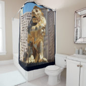 RIDEAUX DE DOUCHE STATUE DE LION D'OR LAS VEGAS (En situation)