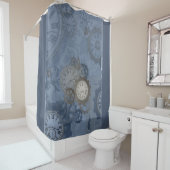 Rideaux De Douche Steampunk bleu métallique (En situation)