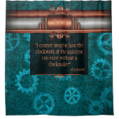 Rideaux De Douche Steampunk, cuivre sur roues turquoises, Monogramme (Devant)